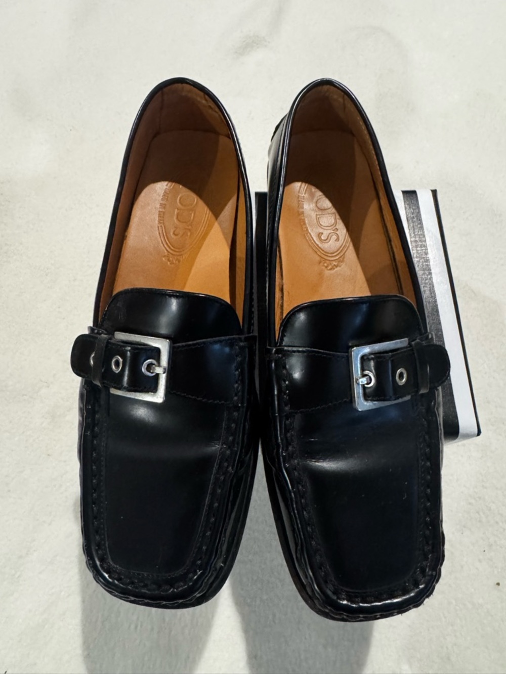 Tod's Black Leather Buckle Slip-On Loafers